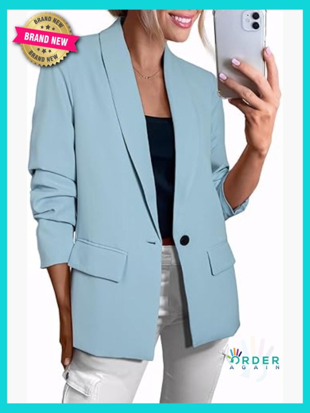 Long Sleeve Blazer Open Front Business Casual Work Office Suit Jacket